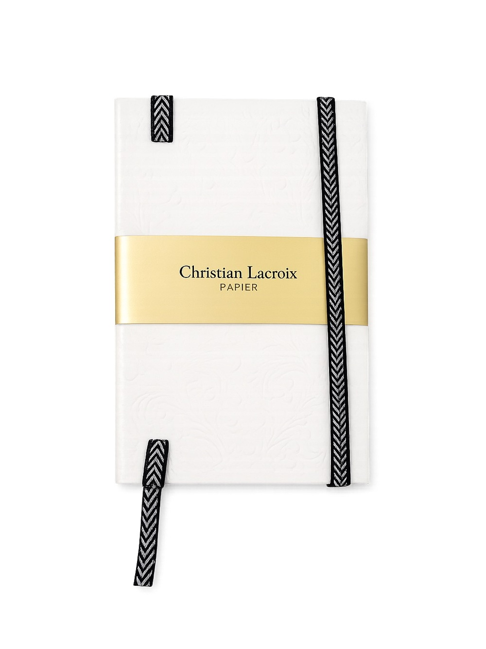 Christian Lacroix White Notebook with Black Chevron Ribbon